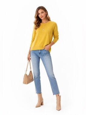 Banana Republic Women's Yellow Crewneck Sweater